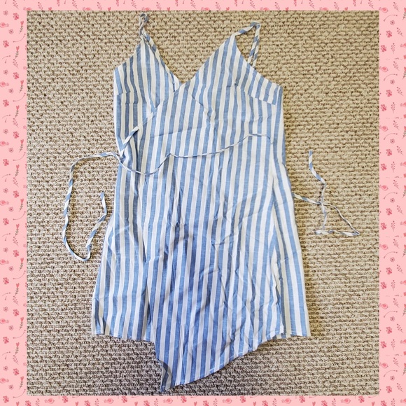 NWT Striped Asymmetrical Summer Wrap Dress - Picture 2 of 3